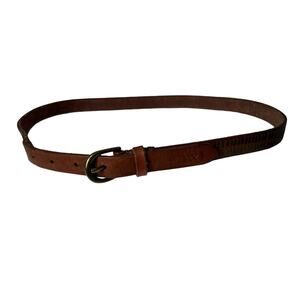 Abercrombie & Fitch Leather Belt Womens Size XS Dark Tan Brass Single Loop Boho